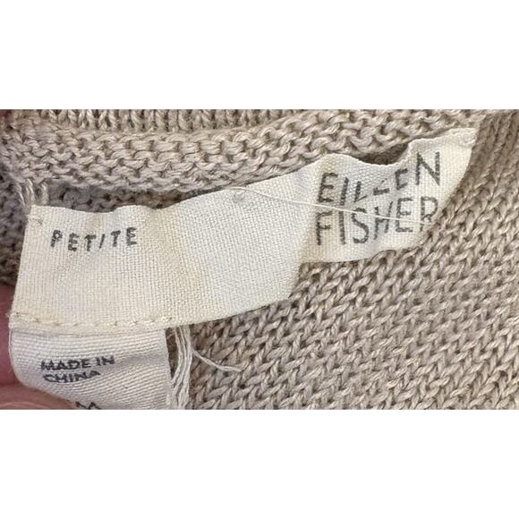 Eileen Fisher Women’s Beige Loose Knit Linen Sweater Size Petite Medium - Picture 2 of 4
